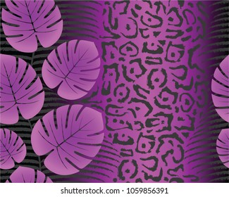 Leopard pattern and jungle leaf, print, vector, illustration, seamless, wallpaper, background, texture