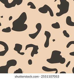 A leopard pattern on cream background. Wildlife seamless repeat. Jaguar fur safari seamless backdrop. Hand-drawn animal fur pattern. Luxury design elements