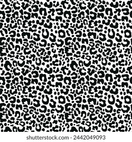 
Leopard pattern seamless print black and white background, modern fashionable design on textile, wild cat spots on white background