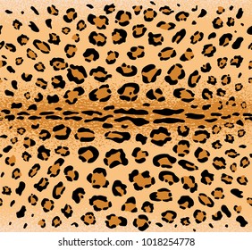 Leopard pattern seamless repeating texture. Yellow black vector illustration. EPS 10