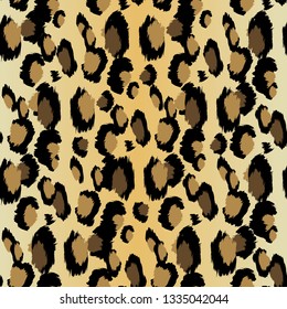 Leopard pattern. Seamless vector print. Realistic animal texture. Black and yellow spots on a beige background. Abstract repeating pattern - leopard skin imitation can be painted on clothes or fabric.