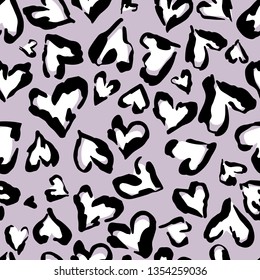 Leopard pattern. Seamless vector print. Abstract repeating pattern - heart leopard skin imitation can be painted on clothes or fabric. 
