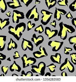 Leopard pattern. Seamless vector print. Abstract repeating pattern - heart leopard skin imitation can be painted on clothes or fabric. 