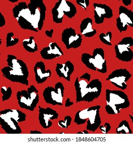 Leopard pattern. Seamless vector print. Abstract repeating pattern - heart leopard skin imitation can be painted on clothes or fabric.