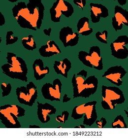 Leopard pattern. Seamless vector print. Abstract repeating pattern - heart leopard skin imitation can be painted on clothes or fabric.