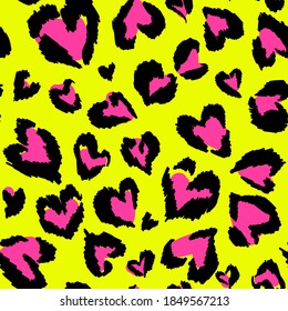 Leopard pattern. Seamless vector print. Abstract repeating pattern - heart leopard skin imitation can be painted on clothes or fabric.