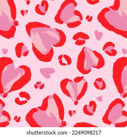 Leopard pattern. Seamless vector print. Valentine's Day February 14th. Abstract repeating pattern - heart shaped leopard skin imitation can be drawn on clothing or fabric.