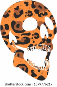 leopard pattern and skull graphic design vector art