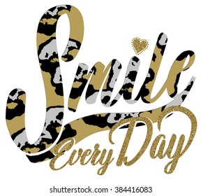 leopard pattern with slogan on it, in vector