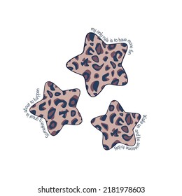 leopard pattern star text line tee illustration art vector sweet style cute fashion background wild animal design