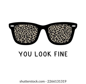 Leopard pattern sunglasses, vector design for fashion, card, poster prints, sticker design, slogan t shirt