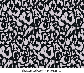 leopard pattern texture repeating seamless monochrome black white. Textile print.