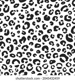 Leopard pattern texture, repeating seamless monochrome black and white. Fashion and stylish cheetah, wild life background. Safari animal skin. Vector scrapbooking paper design