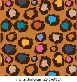 Leopard pattern. Vector animal skin texture, colorful leopard animal print background illustration.