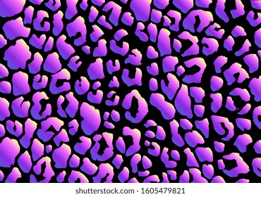 Leopard pattern. Vector. Black, blue, pink, violet, purple, yellow colors.