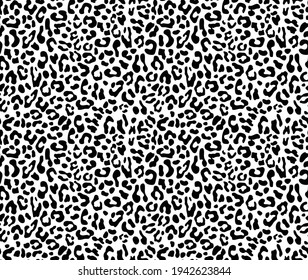 Patrón leopardo de fondo negro-blanco, impresión sin fisuras. Textura de gato de moda