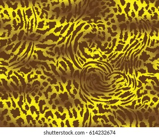 Leopard pattern, vector, illustration, seamless, print, wallpaper, background, texture in yellow.