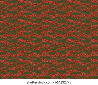 Leopard pattern, vector, illustration, seamless, print, wallpaper, background, texture in red and green.