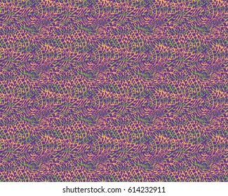 Leopard pattern, vector, illustration, seamless, print, wallpaper, background, texture in purple, green and orange.