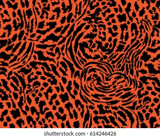 Leopard pattern, vector, illustration, seamless, print, wallpaper, background, texture in black and red.
