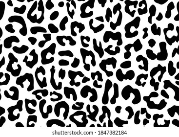 
Leopard pattern vector seamless background black spots on white background. Fashionable stylish print design.