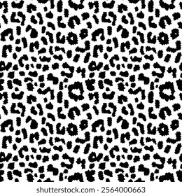 
leopard pattern vector seamless design, trendy black white print, modern background with wild cat spots