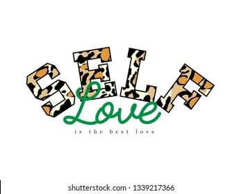 leopard patterned self slogan, printing design and various jobs, typography,  vector.