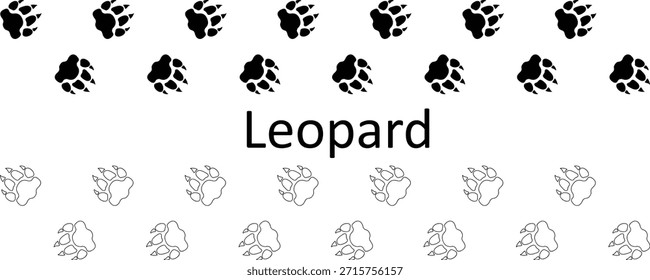 Leopard Paw Print Line Icon – Trendy Wildlife Vector for Web and App UI,Leopard Paw Track Black Line Icon for UI Design