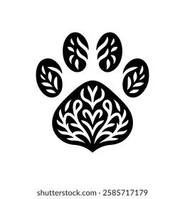 Leopard paw print logo icon vector flat illustration design on white background.