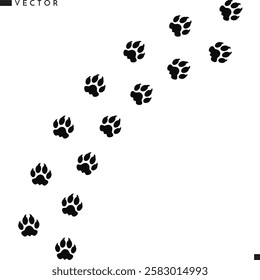 Leopard paw prints silhouette. Wild animal track. Puma paw prints vector illustration