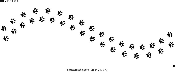 Leopard paw prints silhouette. Wild animal track. Panther paw prints vector illustration 