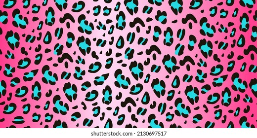 Leopard pink seamless pattern. Animalistic hand-drawn background. Vector illustration.