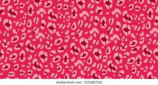 Leopard pink seamless pattern. Animalistic print for fabric, paper. Vector hand-drawn background