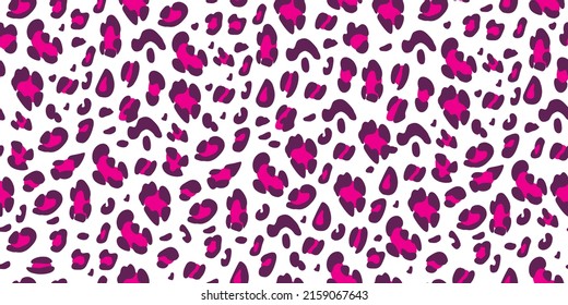 Leopard pink seamless pattern. Animalistic print for fabric, paper. Vector hand-drawn background