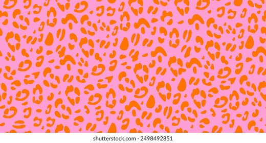 Patrón sin costuras de color rosa leopardo. Impresión animalista para tela, papel. Vector dibujado a mano de fondo