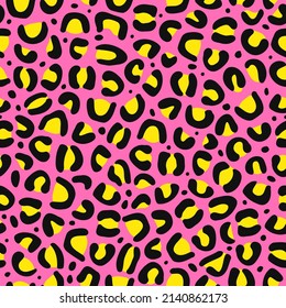 Leopard pink skin seamless pattern art.Vector style cartoon illustration design wallpaper.Leopard,jaguar pink skin fur,90s fashion seamless pattern background concept