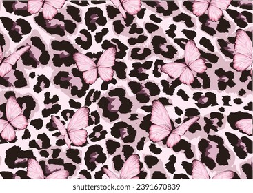 leopard pink vector design hand drawn