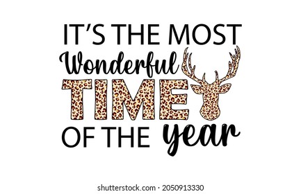 Leopard plaid Buffalo Plaid It's the most wonderful time of the year Christmas Vector and Clip Art