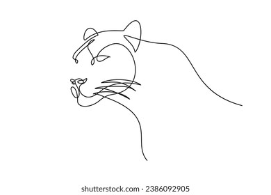 Leopard portrait in continuous line art drawing style. Panther black linear design isolated on white background. Vector illustration svg