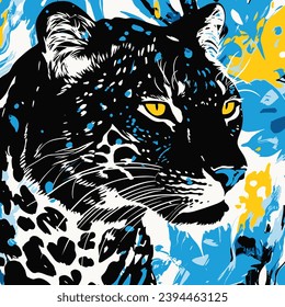 Leopard portrait on colorful background. Vector illustration