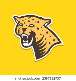 leopard portrait roar beast wildlife carnivore mascot character cartoon sticker modern colorful logo design vector icon illustration