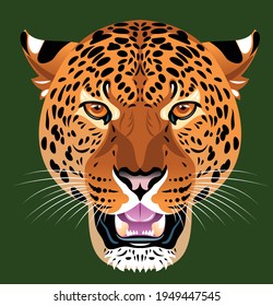 Leopard portrait, vector graphics, big predatory cat 