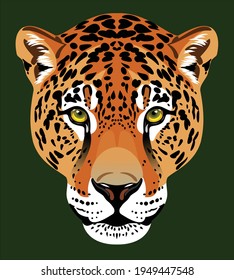 Leopard portrait, vector graphics, big predatory cat 