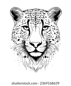 Leopard Portrait Vector Illustration: Exquisite Hand-Drawn Sketch in the Wild Animal Series