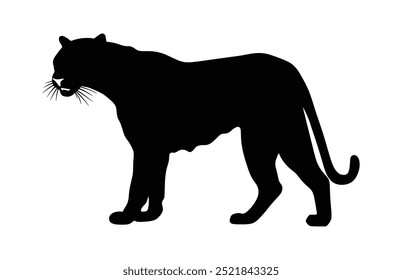 Leopard Predator Silhueta Clipart, Vetor Leopard Silhueta Preta