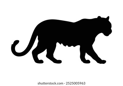 Leopard Predator Vetor Silhueta Preto Clipart isolado em um fundo branco