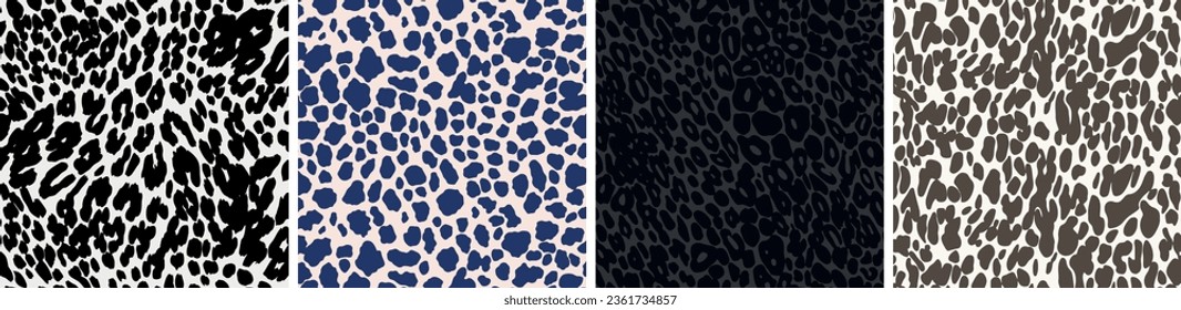 Leopard Print Animal Abstract Pattern Set of 4 Flat Illustration Wildlife Spots