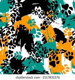 Leopard Print Animal Seamless Pattern. Fur Skin Vector Texture. Cheetah, Jaguar, Panther Camouflage Design Background.