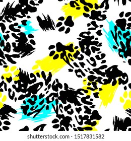 Leopard Print Animal Seamless Pattern. Fur Skin Vector Texture. Cheetah, Jaguar, Panther Camouflage Design Background.