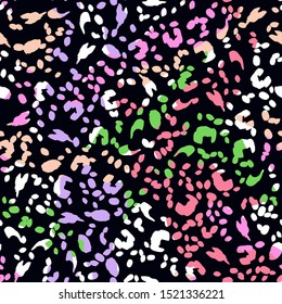 Leopard Print Animal Seamless Pattern. Fur Skin Vector Texture. Cheetah, Jaguar, Panther Camouflage Design Background.
